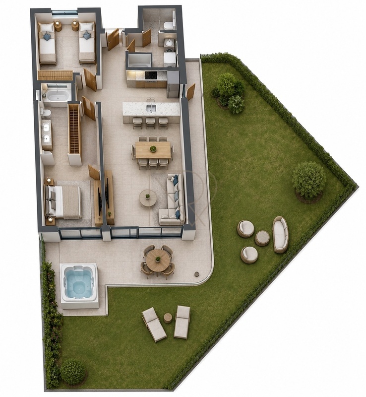 Prodej apartmánu 3+kk se zahradou, dvě parkovací stání, Málaga, Španělsko