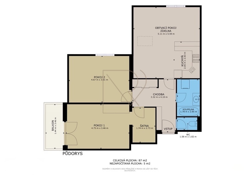 Prodej bytu 3+kk 91 m2 s balkonem, Lesní, Holubice - Kozinec, Praha - západ