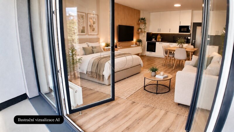 Pronájem bytu 1+kk s balkonem 41 m2, Gerstelova, Praha 9 - Vysočany