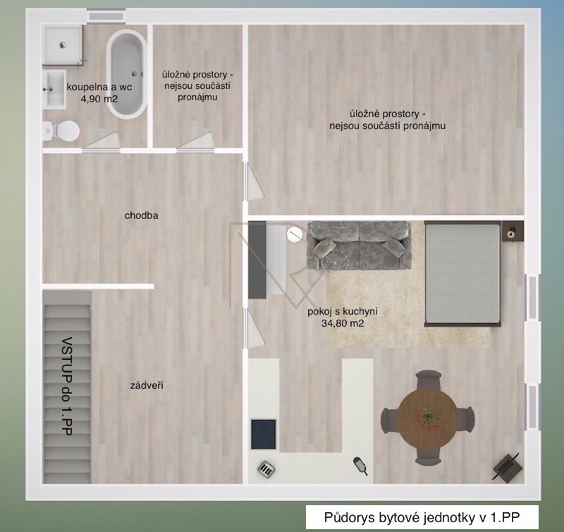 Pronájem bytu 1+kk 40 m2, Praha 10 - Záběhlice