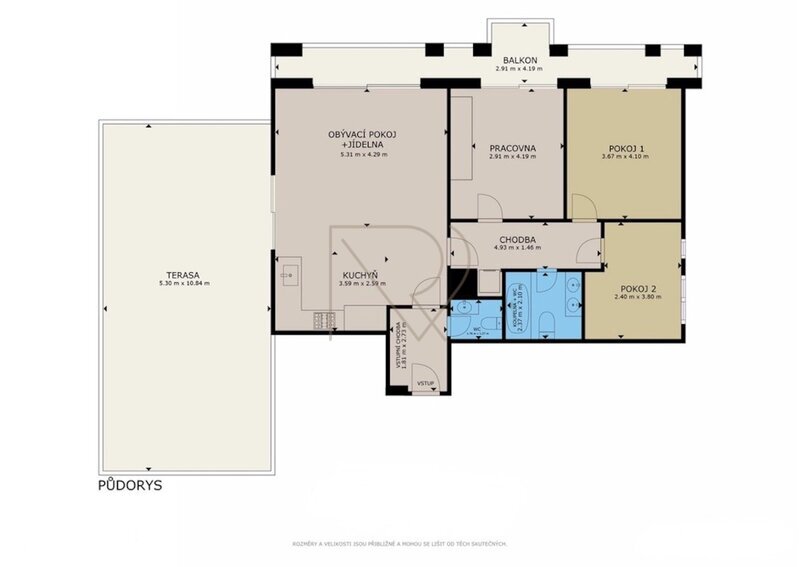 Prodej bytu 4+kk s velkou terasou, lodžií a dvě garážová stání, U Nikolajky, Praha 5 - Smíchov